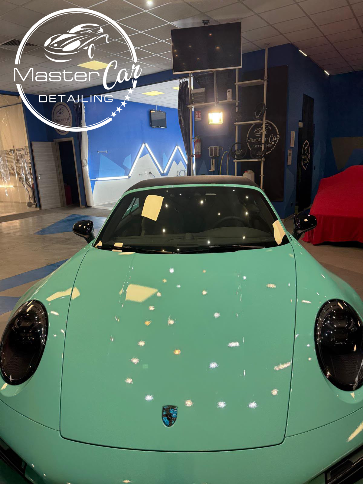 Porsche con wrapping 3M totale Tiffany color vista frontale